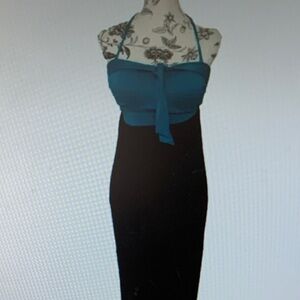 Kenneth Cole Teal and Black Maxi Dress